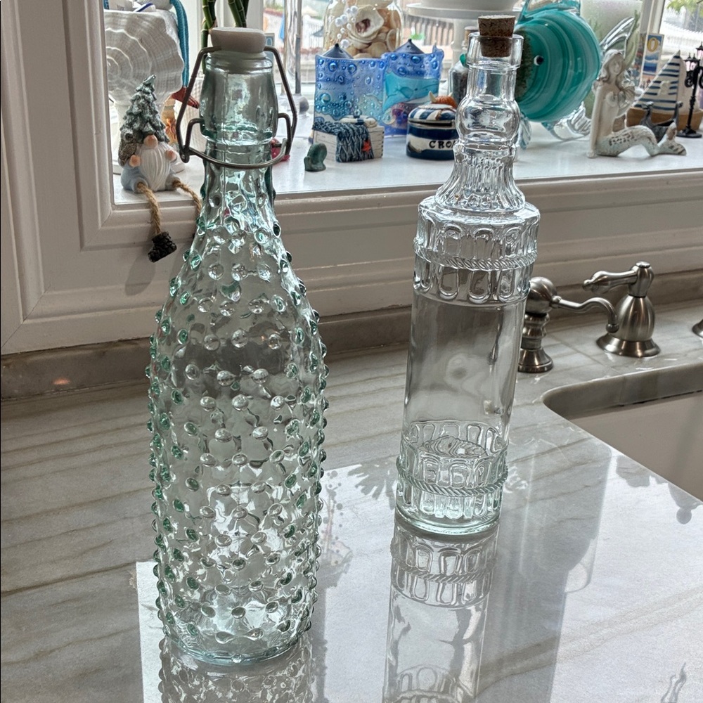 Pier 1 Decorative Glass Bottles - Clear and Light Green - Picture 3 of 8